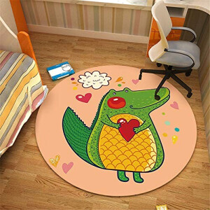 Tapis Crocodile vert rond 80 cm