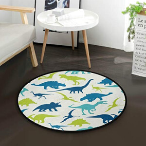 Tapis Dinosaure multicolore rond 92x92 cm