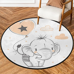 Tapis Éléphant multicolore rond 160x160 cm