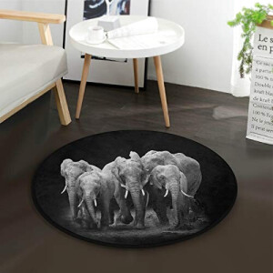 Tapis Éléphant multicolore rond 92x92 cm