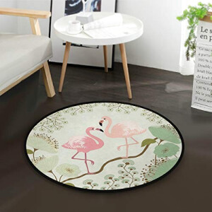 Tapis Flamant rose multicolore rond 92x92 cm