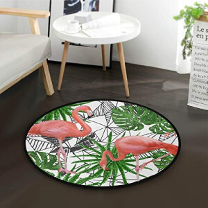 Tapis Flamant rose multicolore rond 92x92 cm