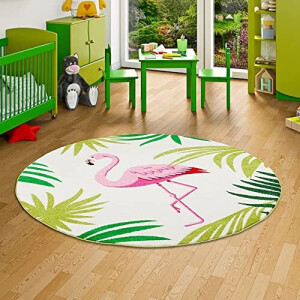 Tapis Flamant rose beige rond 200 cm