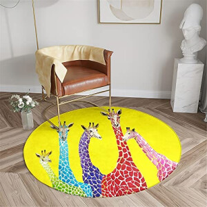 Tapis Girafe multicolore rond 120 cm