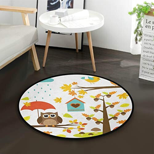 Tapis Hibou multicolore rond 92x92 cm