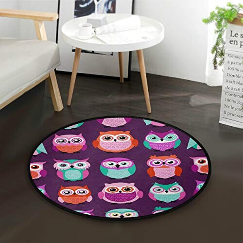 Tapis Hibou multicolore rond 92x92 cm