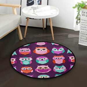 Tapis Hibou multicolore rond 92x92 cm
