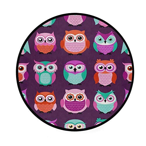 Tapis Hibou multicolore rond 92x92 cm variant 0 