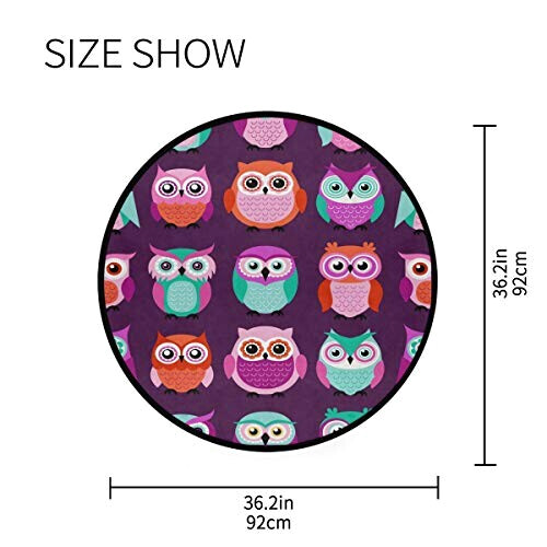 Tapis Hibou multicolore rond 92x92 cm variant 3 