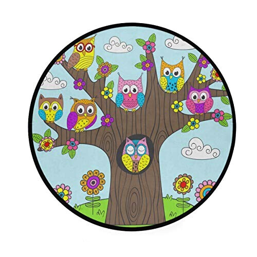 Tapis Hibou multicolore rond 92x92 cm variant 0 