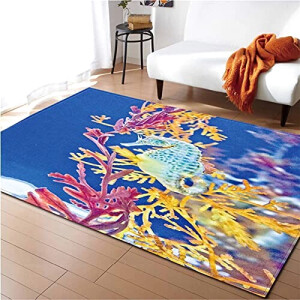 Tapis Hippocampe bleu 40x60 cm