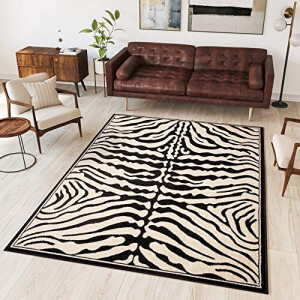 Tapis Léopard noir beige 80x150 cm