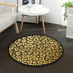 Tapis Léopard doré rond 91.9x91.9 cm