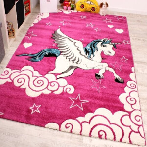 Tapis Licorne rose 80x150 cm