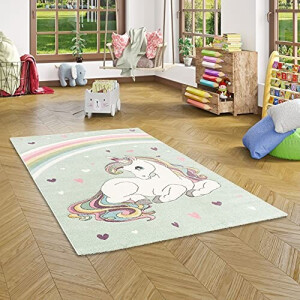 Tapis Licorne vert 120x170 cm