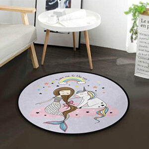Tapis Licorne multicolore rond 92x92 cm
