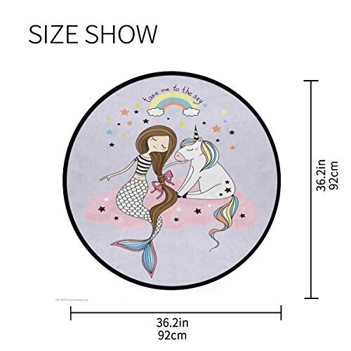 Tapis Licorne multicolore rond 92x92 cm variant 3 