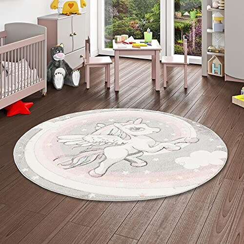 Tapis Licorne gris rond 160 cm