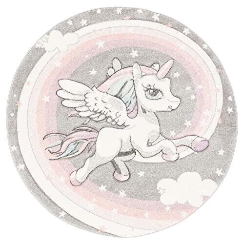 Tapis Licorne gris rond 160 cm variant 3 