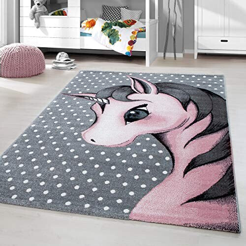 Tapis Licorne rose rond 160 cm