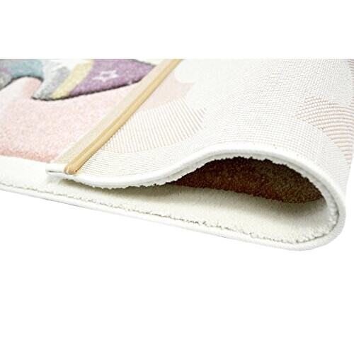 Tapis Licorne rose crème jaune violet turquoise gris 80 cm variant 6 