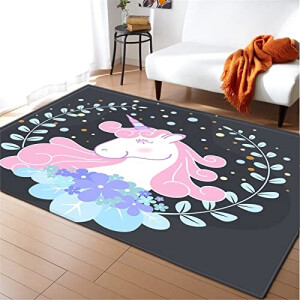 Tapis Licorne rose 150x100 cm