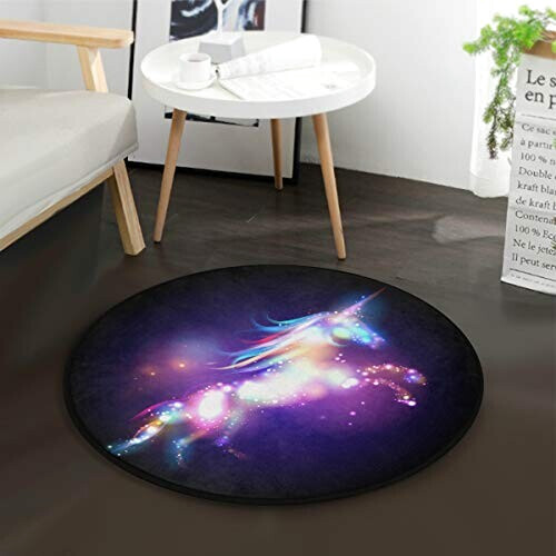 Tapis Licorne multicolore rond 92x92 cm