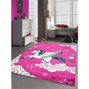 Tapis Licorne rose 140x200 cm