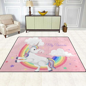 Tapis Licorne rose 152x120 cm