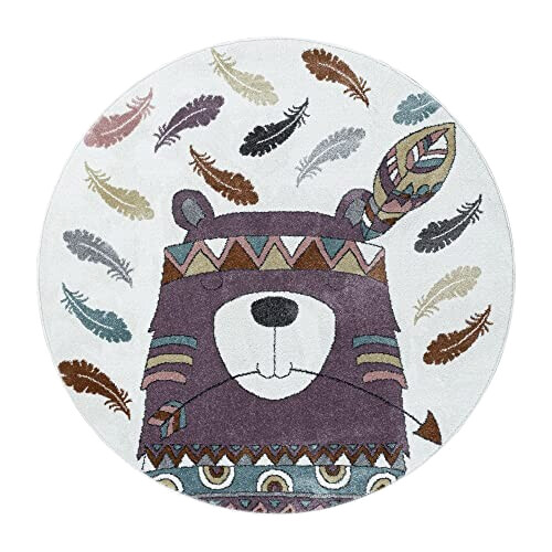 Tapis Ours violette rond 120 cm