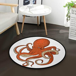 Tapis Pieuvre multicolore rond 92x92 cm
