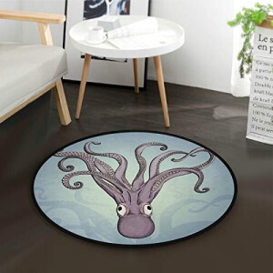Tapis Pieuvre multicolore rond 92x92 cm
