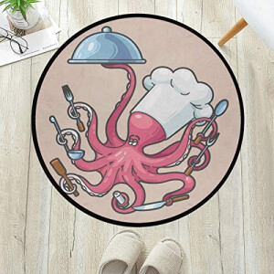 Tapis Pieuvre multicolore rond 90 cm