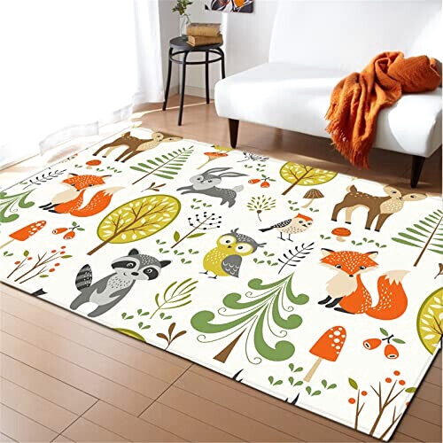 Tapis Renard et hibou 40x60 cm