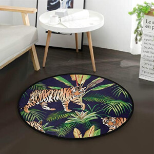 Tapis Tigre multicolore rond 92x92 cm
