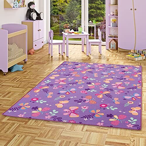 Tapis Papillon violet 100x100 cm