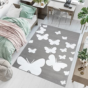 Tapis Papillon blanc gris 120x170 cm