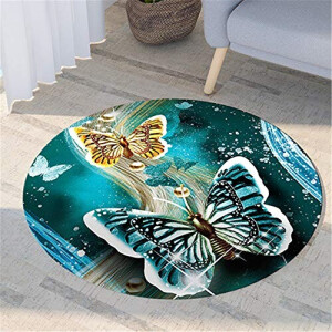 Tapis Papillon bleu rond 120 cm