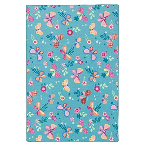 Tapis Papillon turquoise. 100x100 cm variant 3 