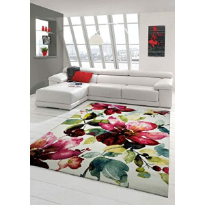 Tapis Rose - Fleur - couleuré vert rouge blanc 160x230 cm