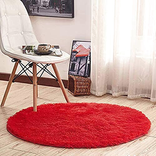 Tapis rouge rond 120 cm