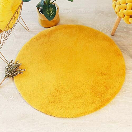 Tapis jaune rond 80 cm variant 1 