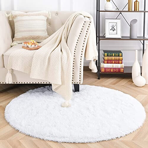 Tapis blanc rond 100 cm