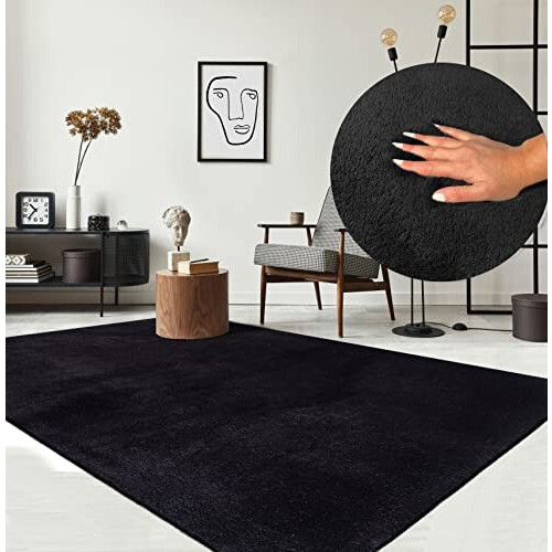 Tapis noir rond 80x150 cm