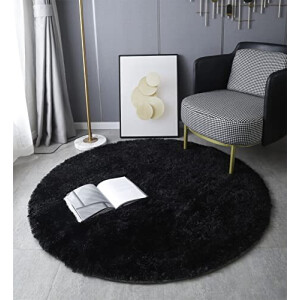 Tapis noir rond 120x120 cm