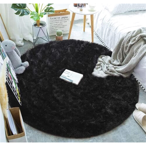 Tapis noir rond 120x120 cm variant 5 