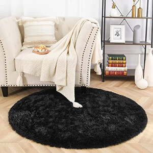 Tapis noir rond 100 cm