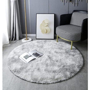 Tapis gris teinture- clair rond 120x120 cm