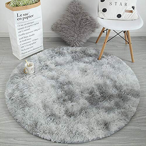 Tapis gris blanc rond 100x100 cm variant 1 