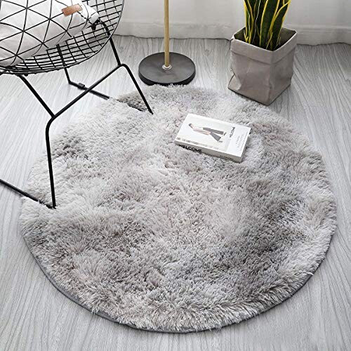Tapis gris blanc rond 100x100 cm variant 2 